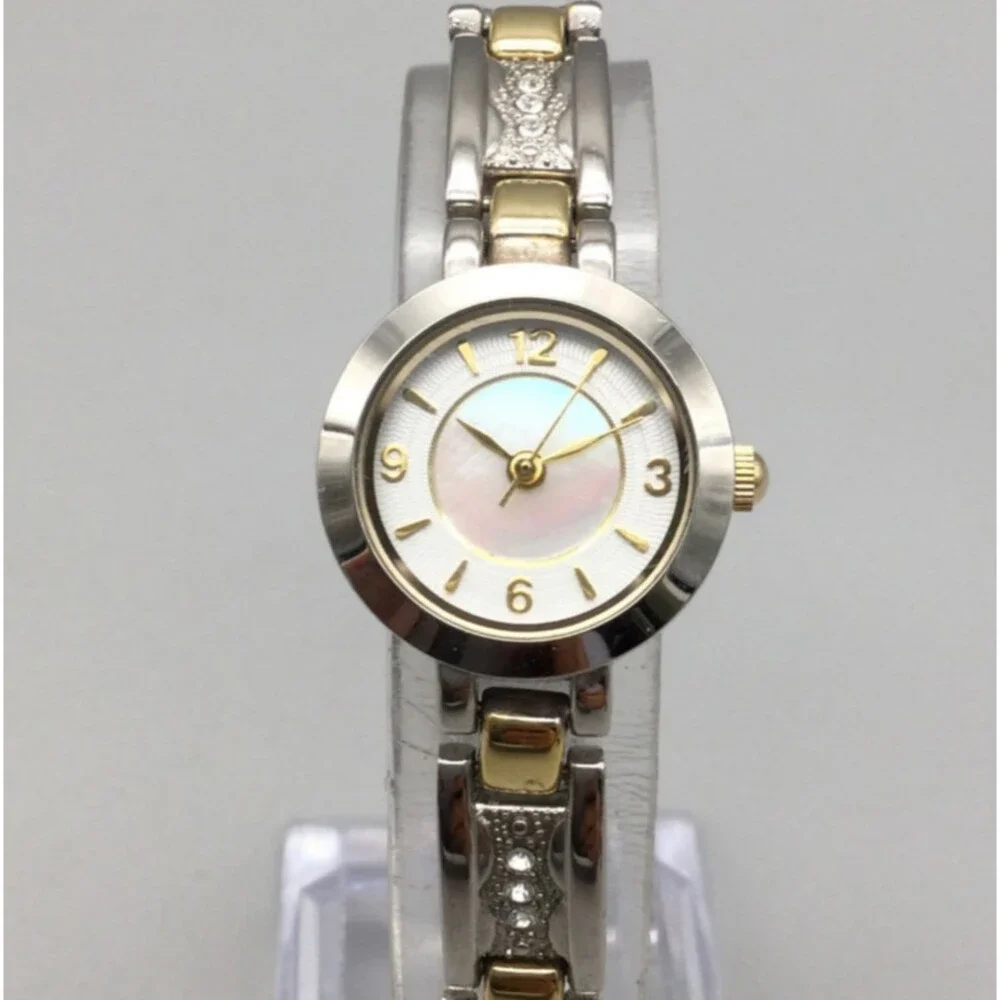 Christian Benet Womens Watch 22mm White MOP Dial Two Tone New Battery 7.25